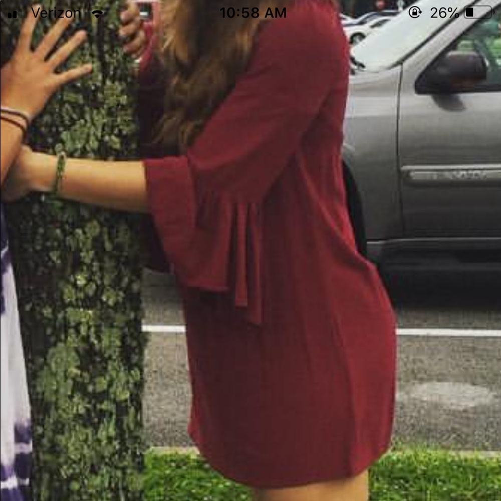 Women’s burgundy off the shoulder dress